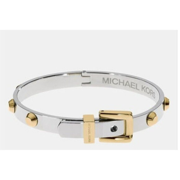Michael Kors Astor Buckle Belt Bangle Bracelet Gold and Silver Tone  Retro EUC - Picture 1 of 11